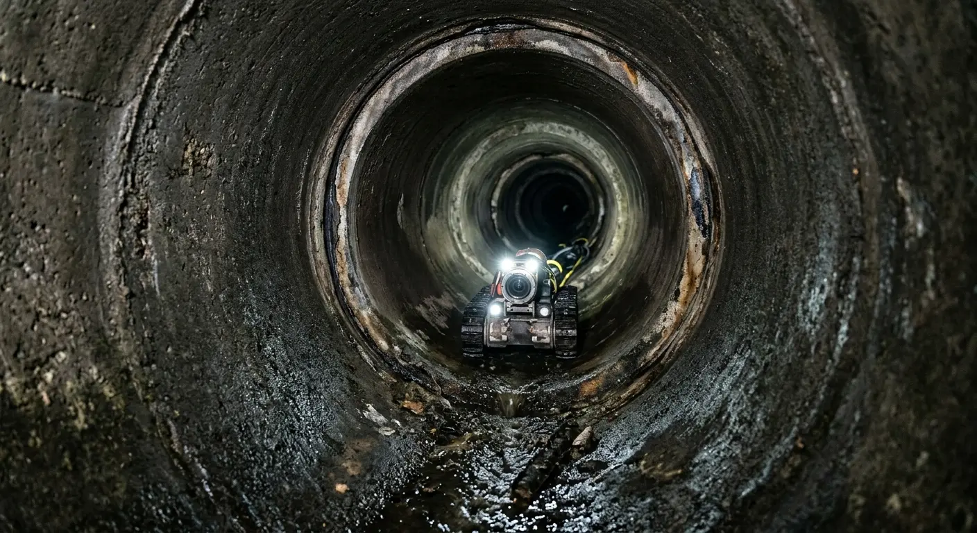 Robotic sewer camera inspecting pipe interior for Sewer Line Repair in Tredyffrin
